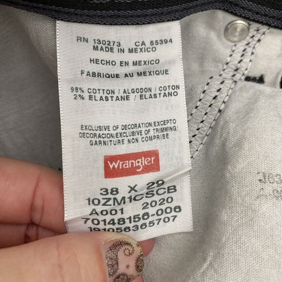 Wrangler Black Jeans Straight Leg Grunge Western Cotton Blend 38x29 - Picture 6 of 9